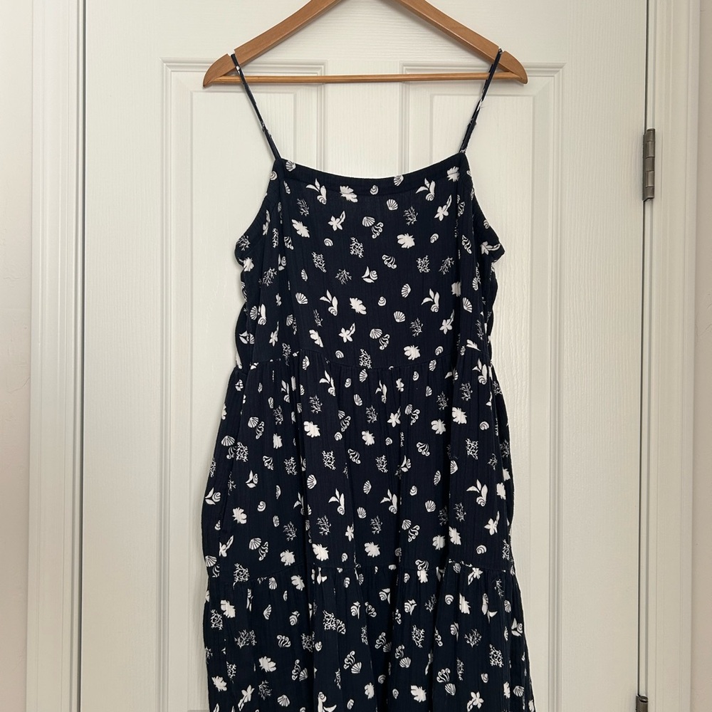 LOFT Navy and White Floral Sundress